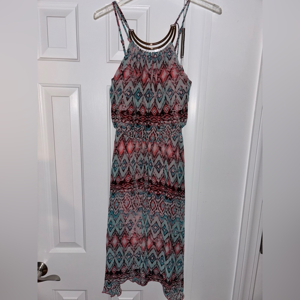 No Boundaries Geometric Maxi Dress - Pink and Blue